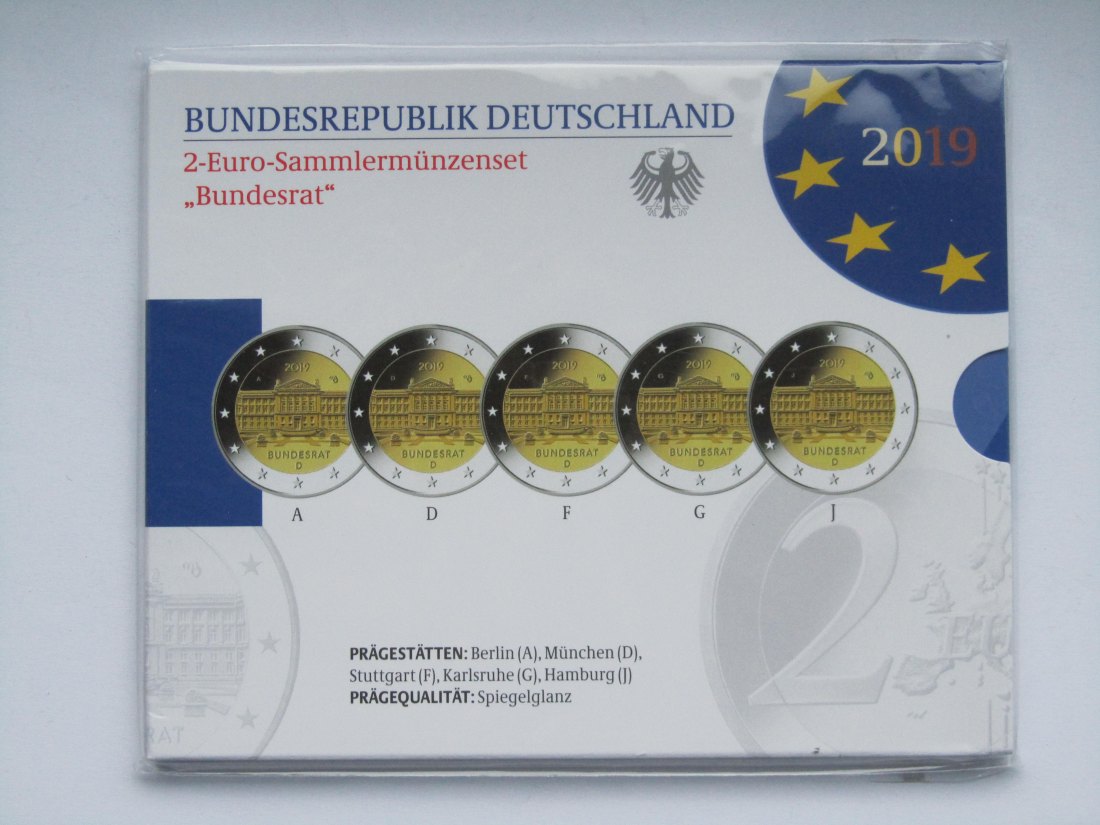  Deutschland: 2-Euro-Blister Bundesrat 2019, Spiegelglanz/PP   