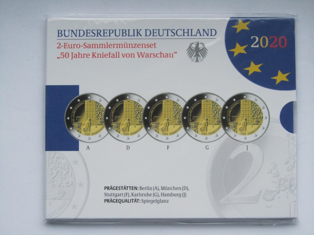  Deutschland: 2-Euro-Blister Kniefall 2020, Spiegelglanz/PP   