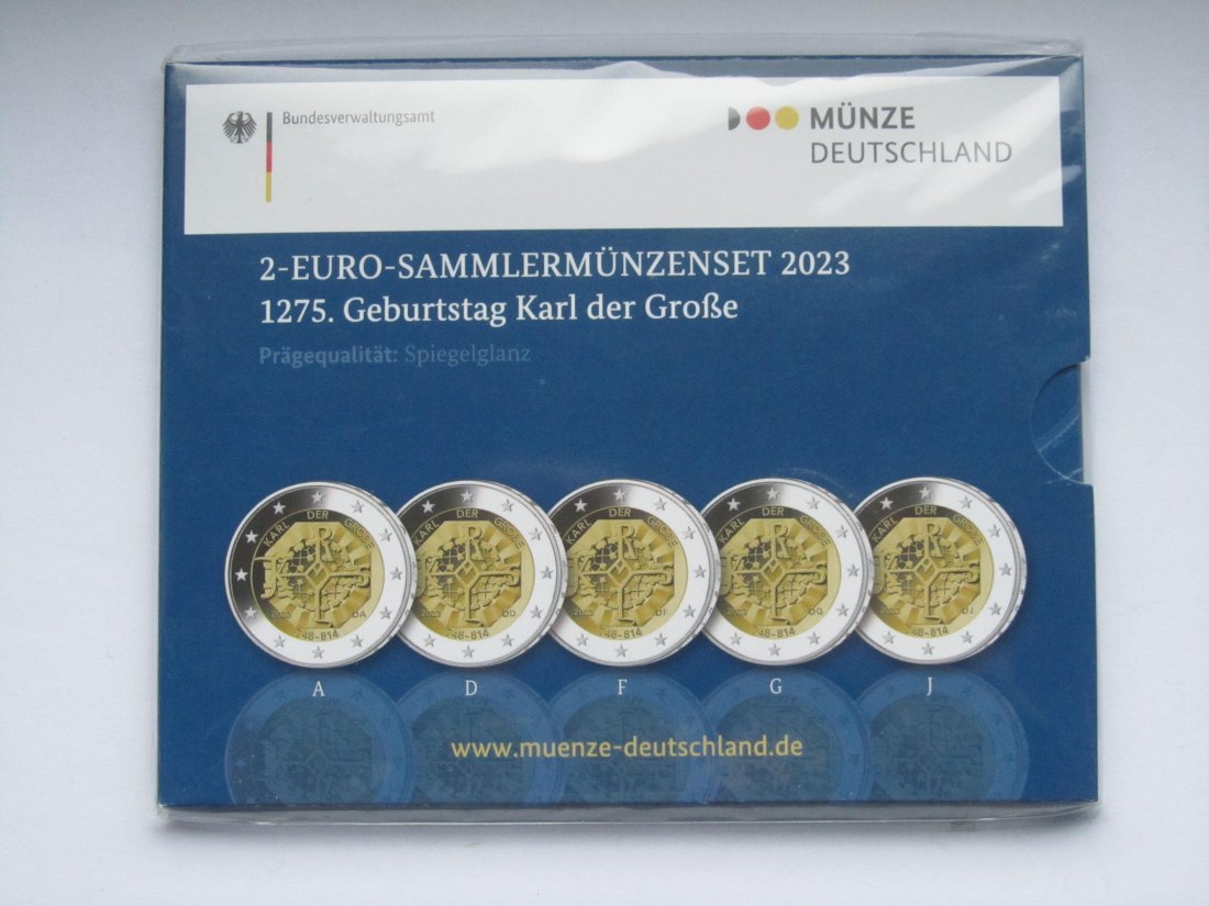  Deutschland: 2-Euro-Blister Karl der Große 2023, Spiegelglanz/PP   