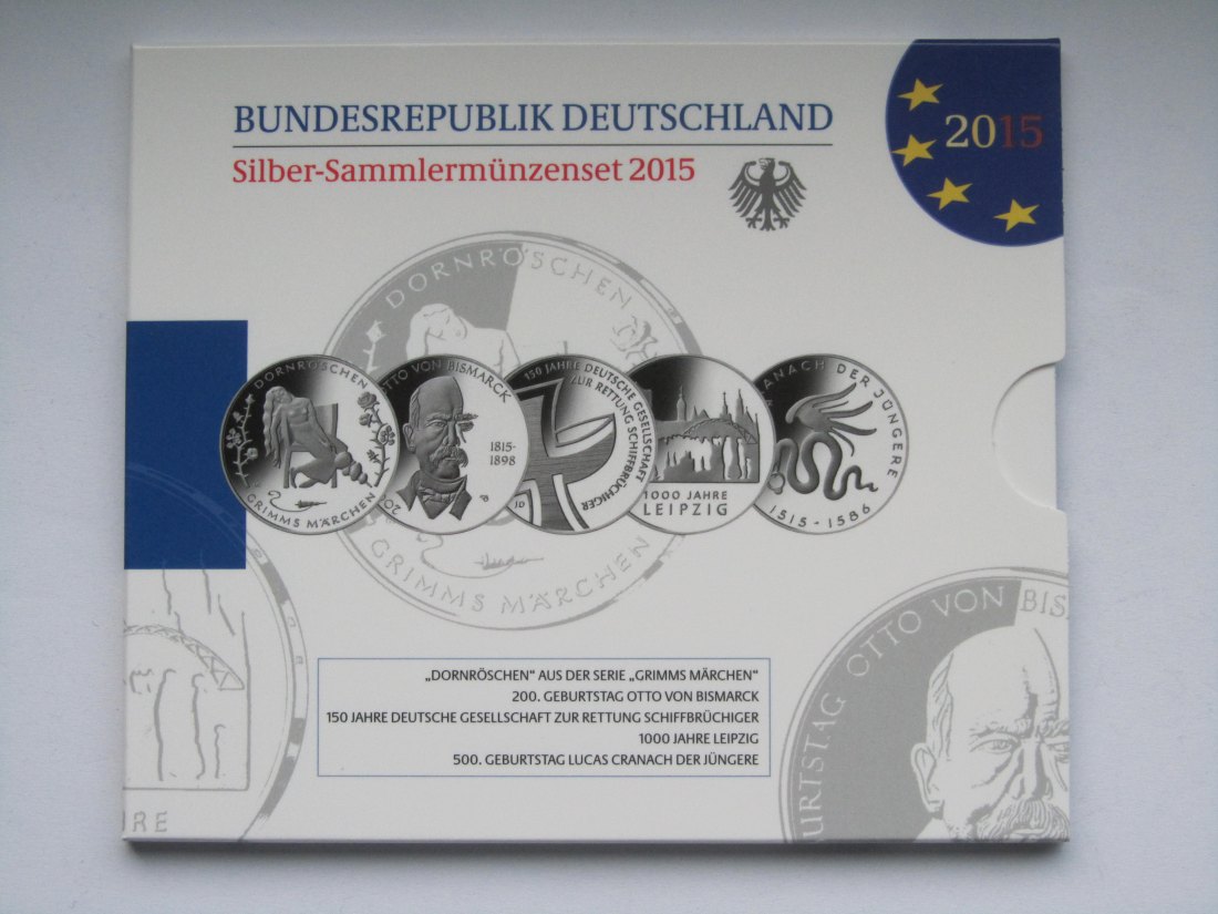  Deutschland: 10-Euro-Jahrgangsblister 2015 in Spiegelglanz/PP   