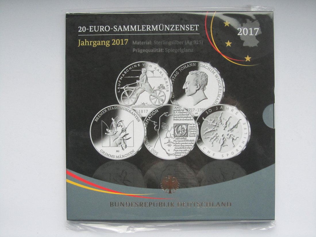  Deutschland: 20-Euro-Jahrgangsblister 2017 in Spiegelglanz/PP   