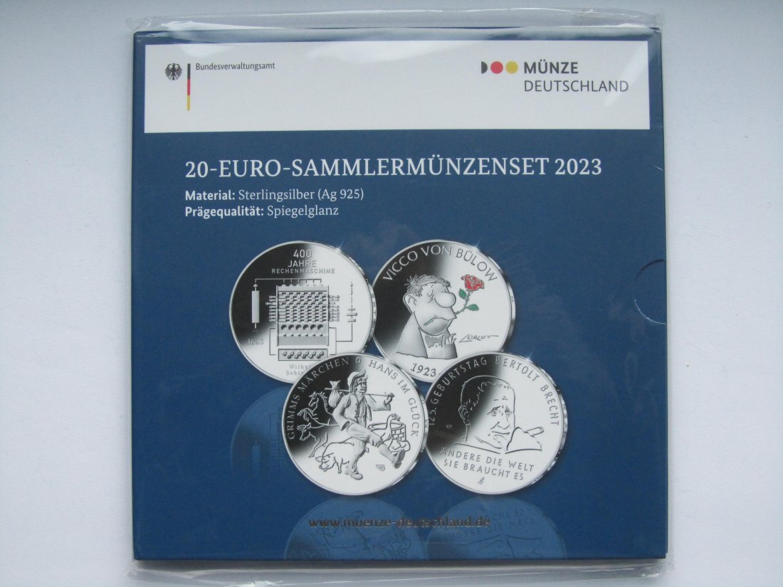  Deutschland: 20-Euro-Jahrgangsblister 2023 in Spiegelglanz/PP   