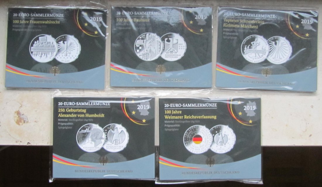  Deutschland: 5 x 20 Euro 2019 in Spiegelglanz/PP   