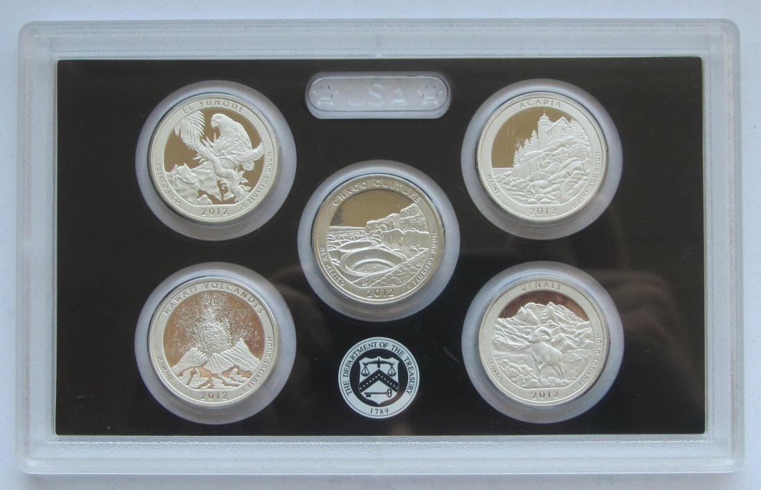  USA Vereinigte Staaten: Set America the Beautiful Silberquarters 2012, enthält 28,1 g Feinsilber   