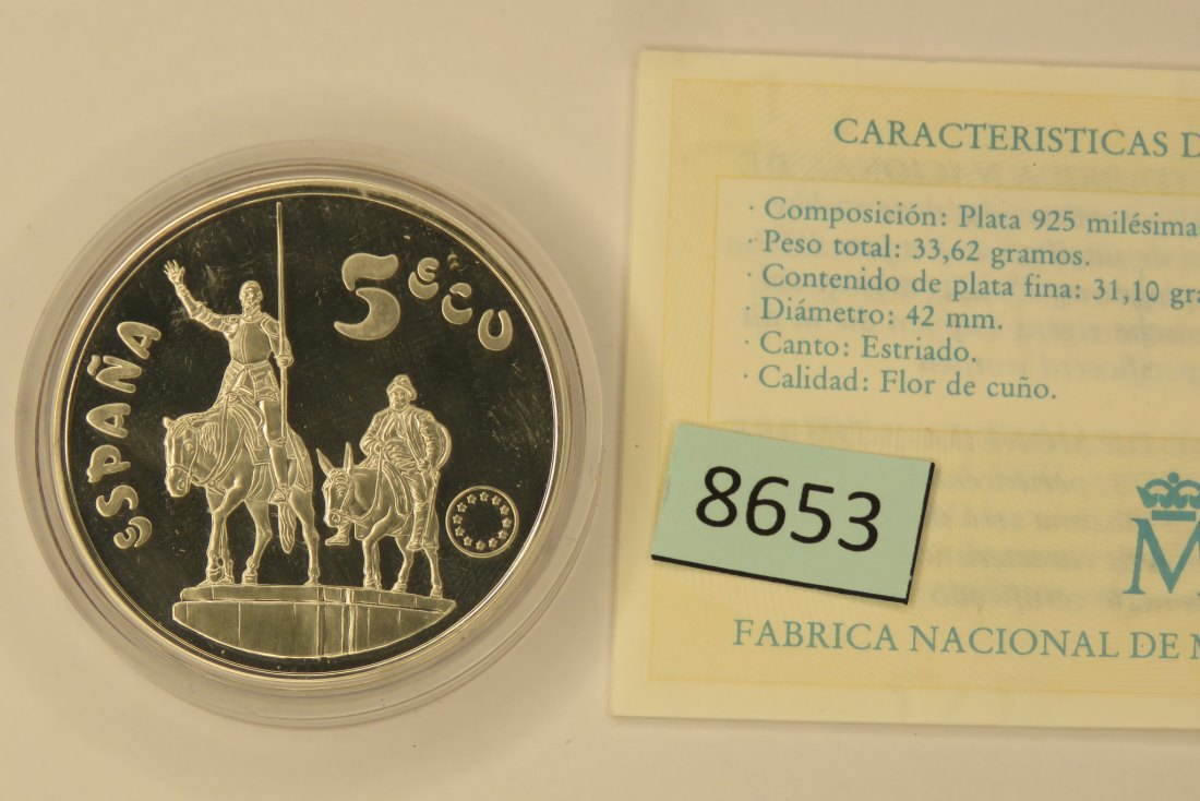  8653 Spanien 1994  5 Miguel Cervantes 33,62 g Silber 0.925   