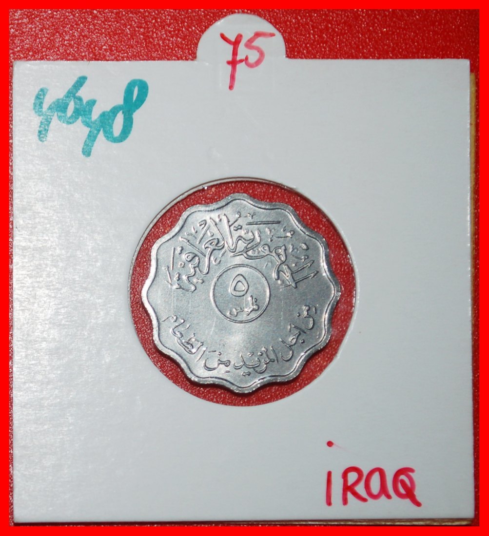  Ⰶ CANADA FAO: IRAQ ★ 5 FILS 1395-1975 PALM TREES UNC MINT LUSTRE! IN HOLDER!★LOW START★NO RESERVE!   