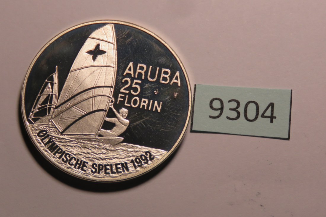  9304  Aruba 1992 - 25 Florin -  OLYMPIA -  25 g Silber 0.925   