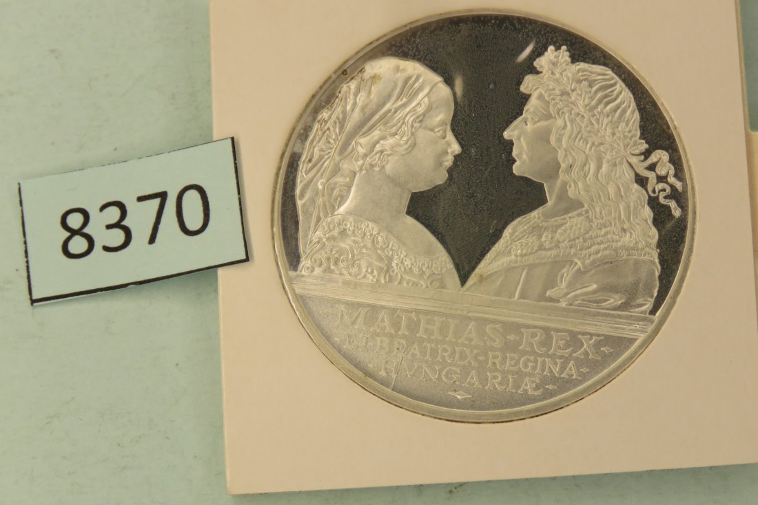  8370 Ungarn 1990  500 Forint - König Mathias + Beatrix -   28 g Silber 0.900   