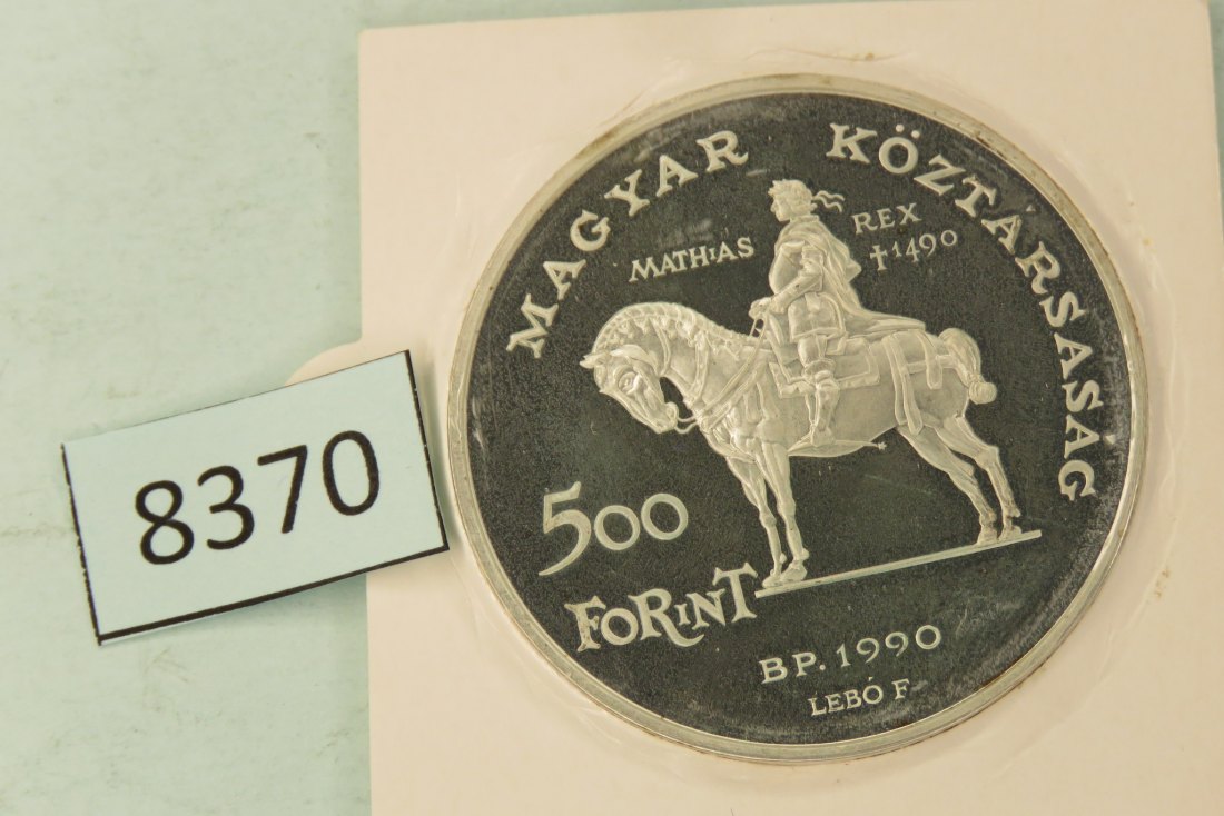  8370 Ungarn 1990  500 Forint - König Mathias + Beatrix -   28 g Silber 0.900   