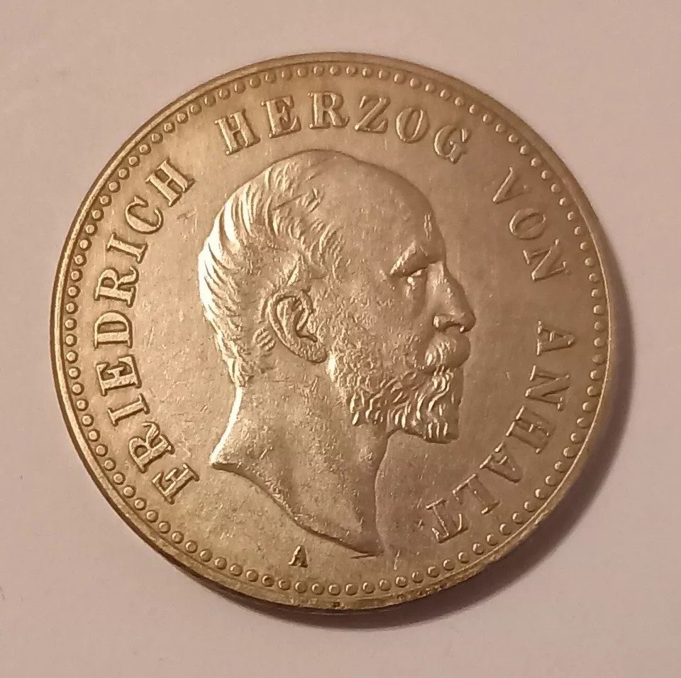  5 MARK HERZOG FRIEDRICH VON ANHALT 1896 Jäger 21 NP VZ   