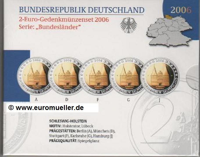 Deutschland alle 5...2 Euro Sondermünzen 2006...Schleswig-Holstein...PP   