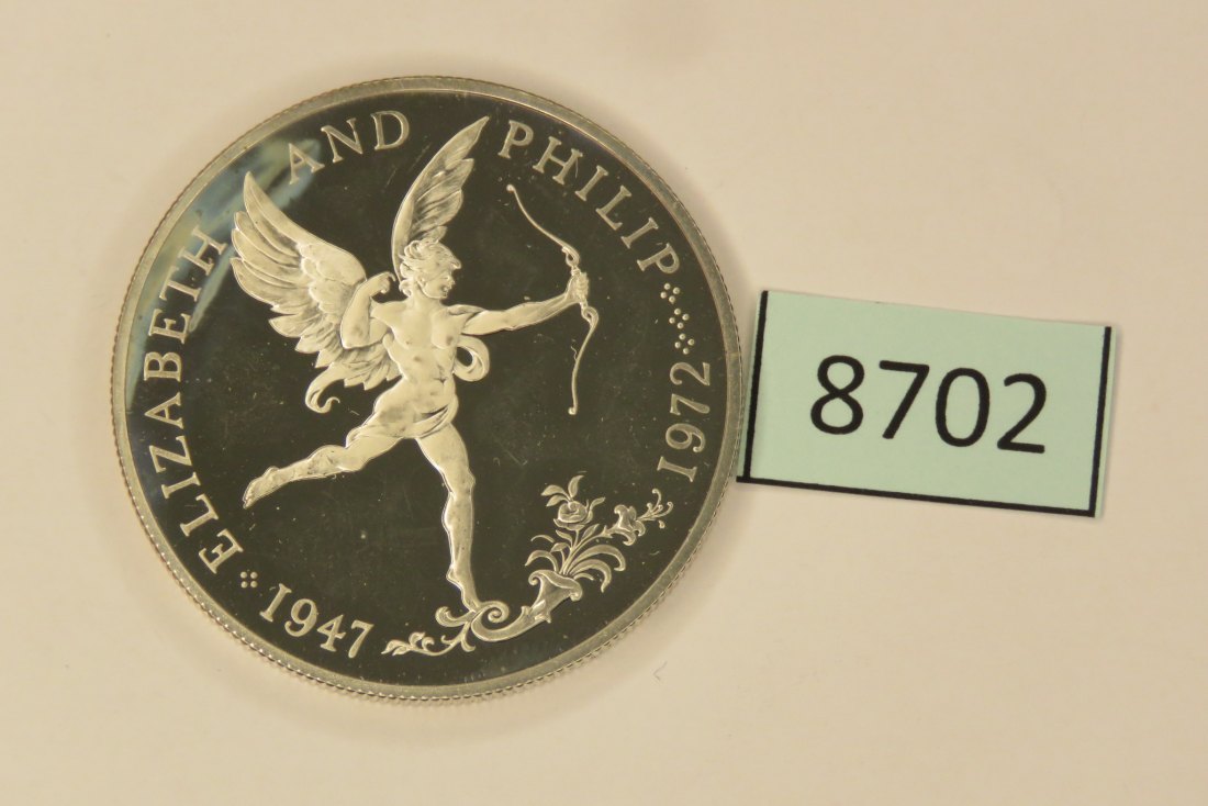  8702  Guernsey 1972 - 25 pence - Silberhochzeit - 28,28 g Silber 0.925   