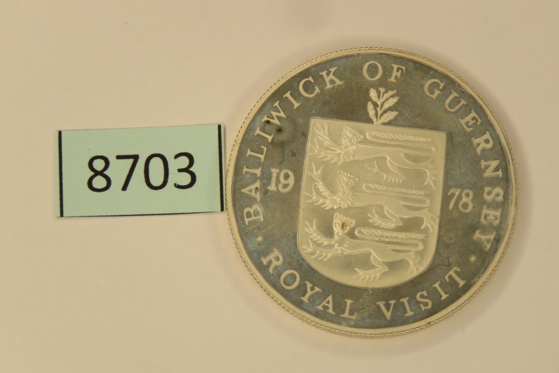  8703  Guernsey 1978 - 25 pence - Royal Visit - 28,28 g Silber 0.925   