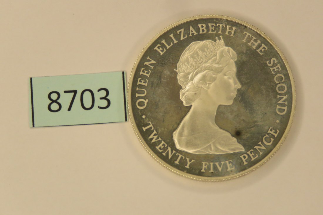  8703  Guernsey 1978 - 25 pence - Royal Visit - 28,28 g Silber 0.925   