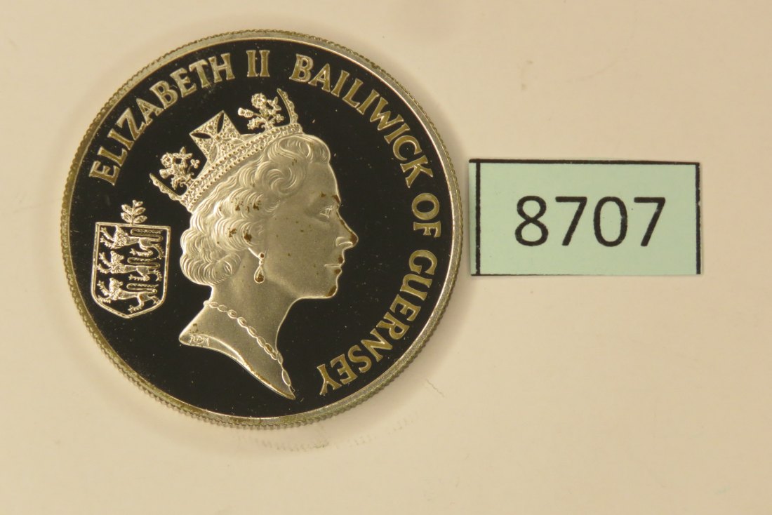  8707  Guernsey 1986 - 2 pounds - commonwealth games - 28,28 g Silber 0.500   