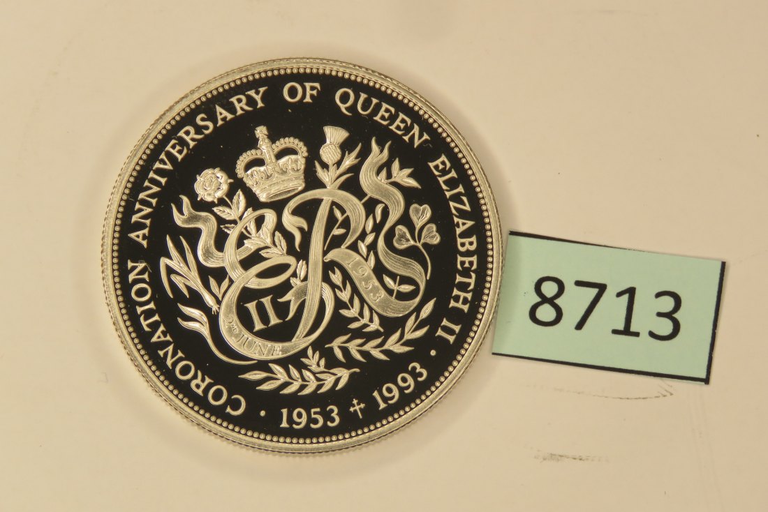  8713  Guernsey 1993 - 2 pounds - 40 Jahre Krönung QE II - 28,28 g Silber 0.925   