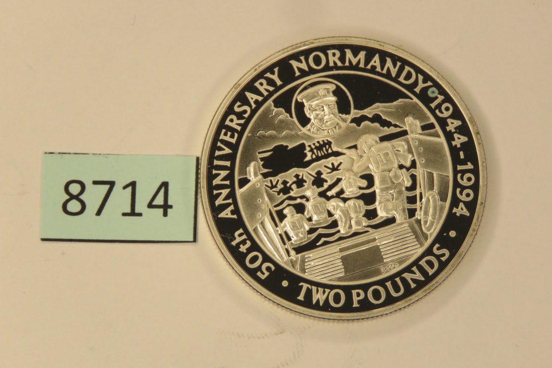  8714  Guernsey 1994 - 2 pounds - 50 Jahre Befreiung Normandie - 28,28 g Silber 0.925   