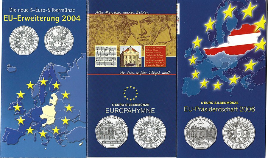  SZAIVERT 2. REPUBLIK ÖSTERREICH 5 EURO 2004 2005 2006 EUROPÄISCHE UNION BLISTER OVP   