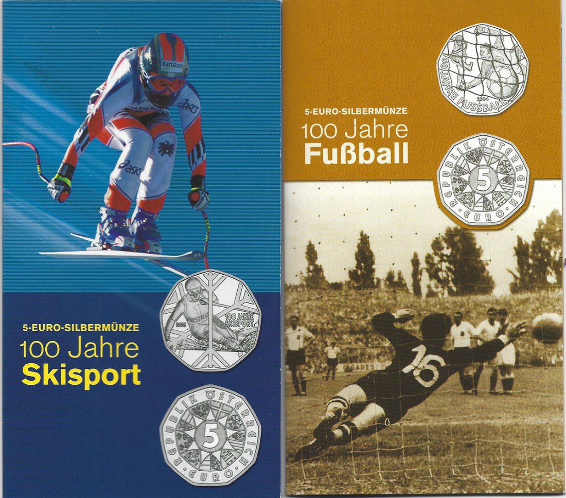  SZAIVERT 2. REPUBLIK ÖSTERREICH 5 EURO 2004 2005 SPORT FUSSBALL SKIFAHREN OVP   