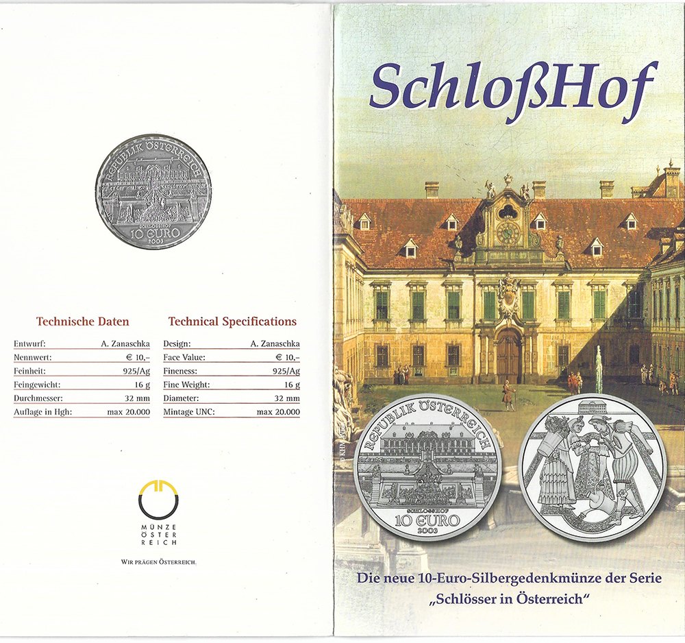  SZAIVERT 2. REPUBLIK ÖSTERREICH 10 EURO 2003 SCHLOSSHOF OVP   