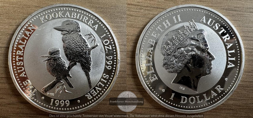  Australien.  1 Dollar 1999 Kookaburra   FM-Frankfurt  Feinsilber: 31,1g   