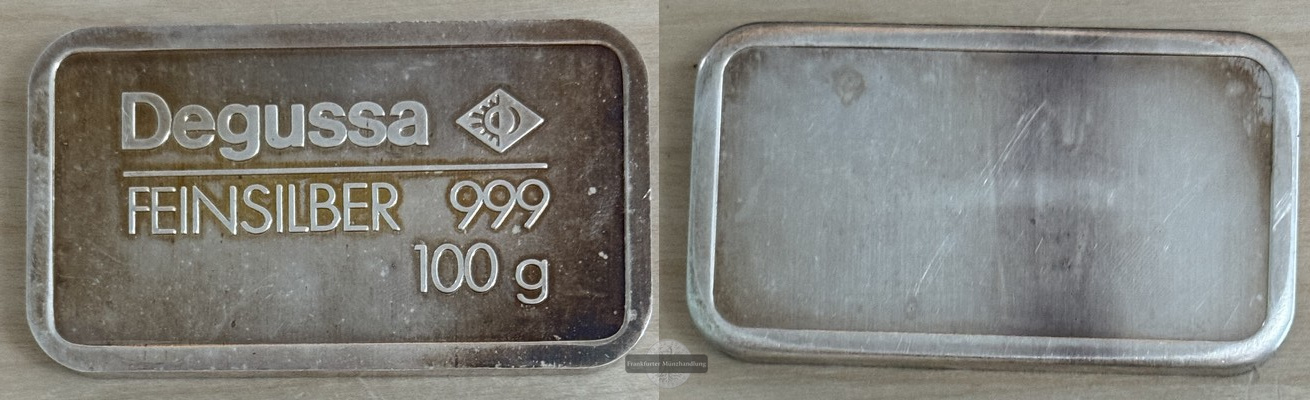  Degussa,   Silberbarren   FM-Frankfurt   Feinsilber: 100g   