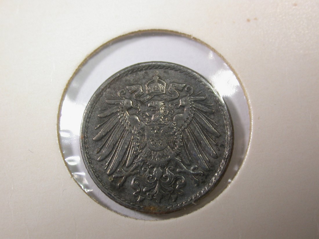  I8 KR Ersatzmünze 5 Pfennig 1920 F in Eisen in ss+/vz im Rähmchen Originalbilder   