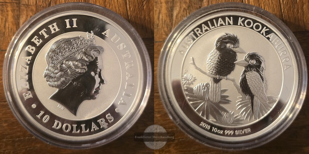  Australien  10 Dollar 2013 Kookaburra  FM-Frankfurt  Feinsilber: 311g   