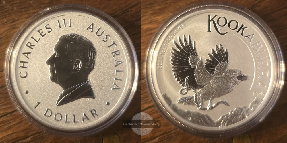  Australien.  5 x 1 Dollar 2024 Kookaburra   FM-Frankfurt Feinsilber: ges. 155,5g   