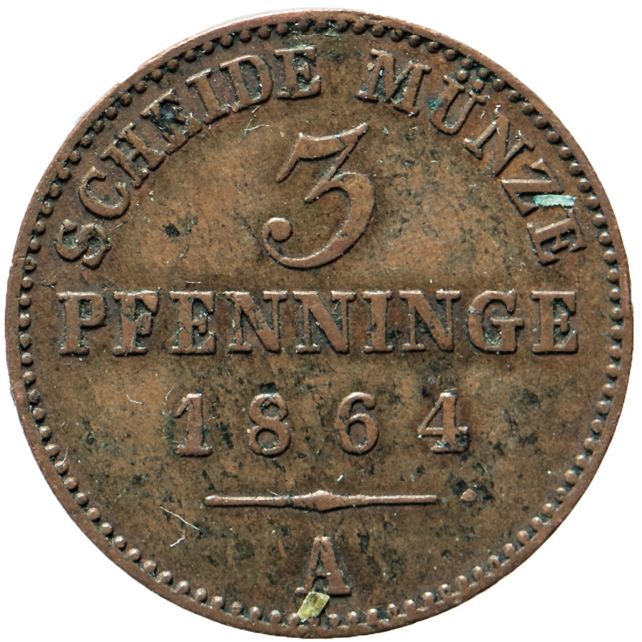  Preußen - 3 Pfenninge 1864 A - AKS# 106 - c_5288   