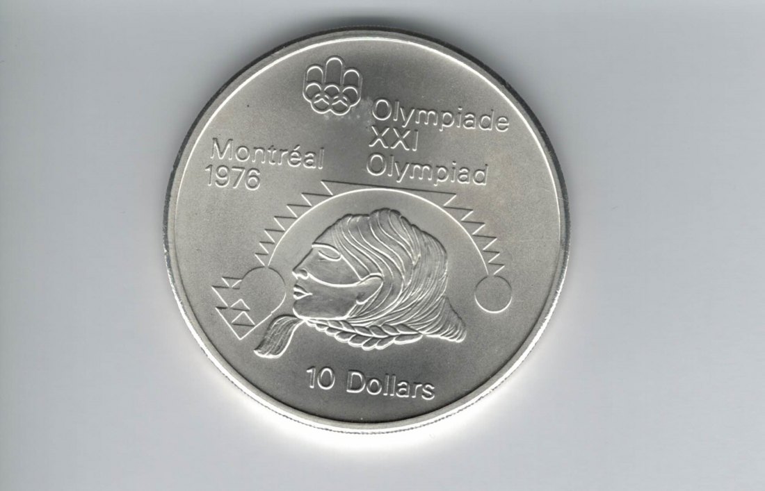  10 Dollar 1976 Montreal Olympia Kopf 925/48,3g silber Canada Kanada Spittalgold9800 (3469)   