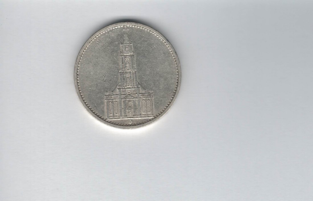  5 Mark 1934 D Garnisonkirche Reichsmark silber H´Kreuz Deutschland Spittalgold9800 (4975)   