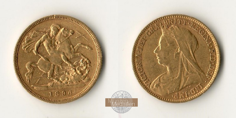 Grossbritannien, Victoria (1838-1901) MM-Frankfurt Feingold: 3,66g 1/2 Sovereign 1896 