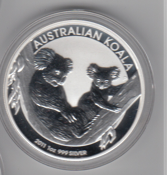  Australien, 1 Dollar 2011, Koala, 1 unze oz Silber, 31,1 Gramm Feinsilber   