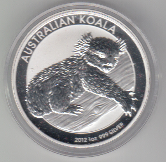  Australien, 1 Dollar 2012, Koala, 1 unze oz Silber, 31,1 Gramm Feinsilber   