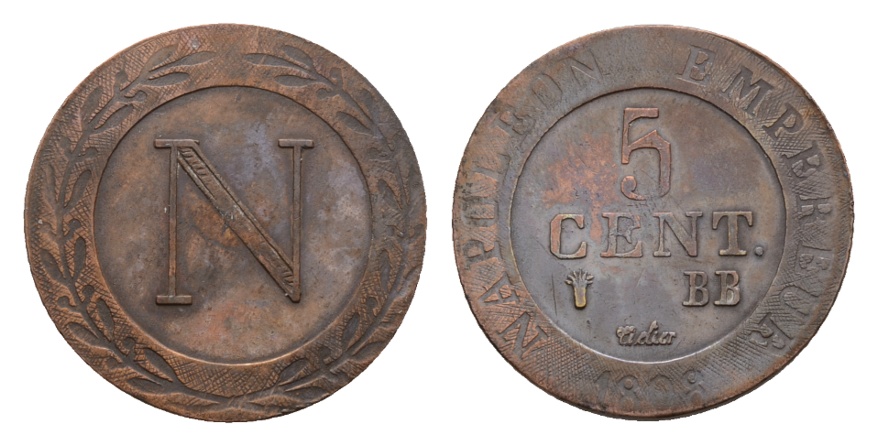  Frankreich; Kleinmünze, 5 Cent. 1808   