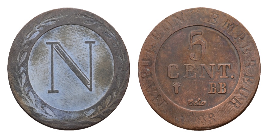  Frankreich; Kleinmünze, 5 Cent. 1808   