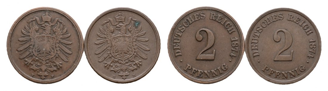  Altdeutschland, 2 Kleinmünzen 1874   