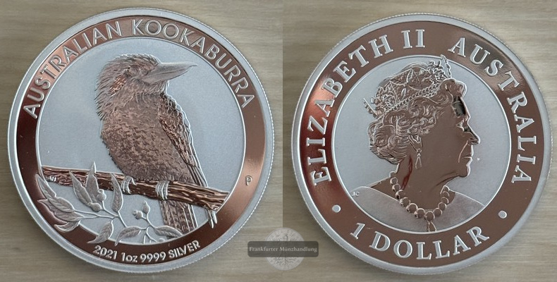  Australien,  1 Dollar  2021  Kookaburra FM-Frankfurt  Feinsilber: 31,1g   