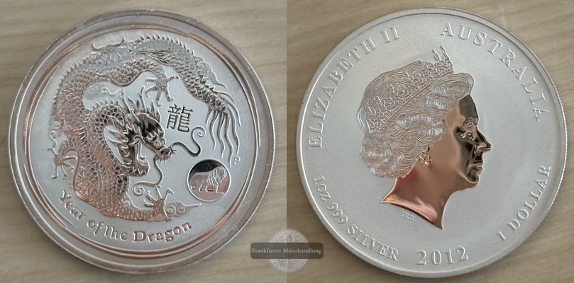  Australien  1 Dollar Jahr des Drachen 2012  FM-Frankfurt  Feingewicht: 31,1g   