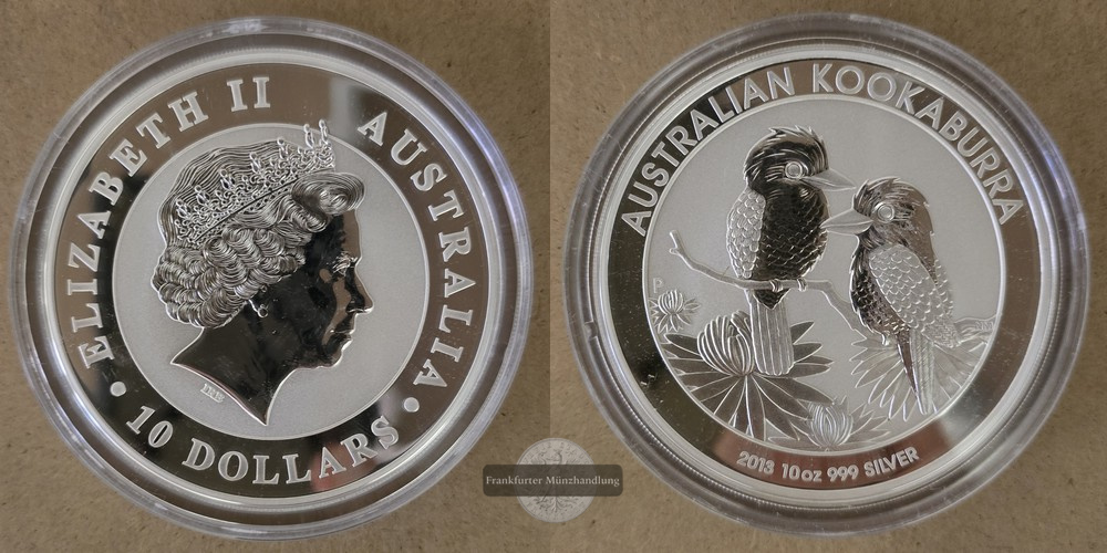  Australien  10 Dollar 2013 Kookaburra  FM-Frankfurt  Feinsilber: 311g   