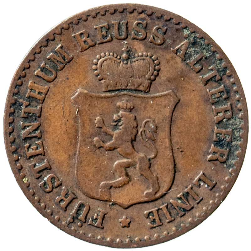  Reuß Obergreiz, Heinrich XXII - 1 Pfennig 1868 - AKS# 18 - c_5321   