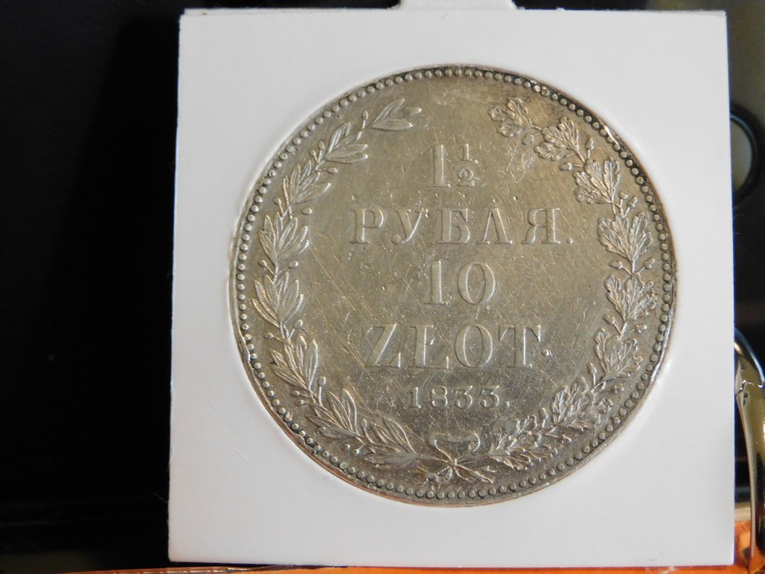  POLAND 1-1/2 ROUBLE-10 ZLOTY 1833.GRADE-PLEASE SEE PHOTOS.   