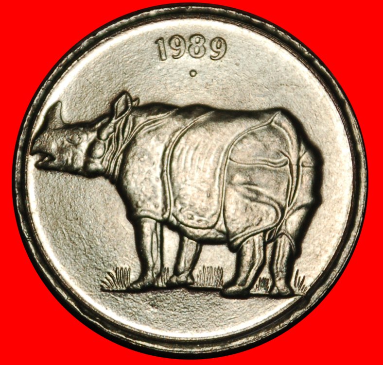  Ⰶ NASHORN (1988-2002): INDIEN ★ 25 PAISE 1989 NOIDA STG STEMPELGLANZ!  ★OHNE VORBEHALT!   