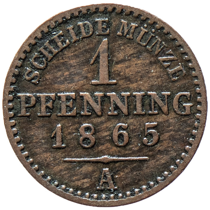  Preußen - 1 Pfenning 1865 A - AKS# 108 - c_5273   