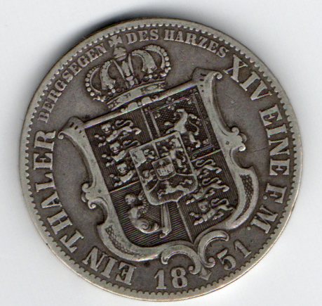  Ein Thaler Hannover 1851   