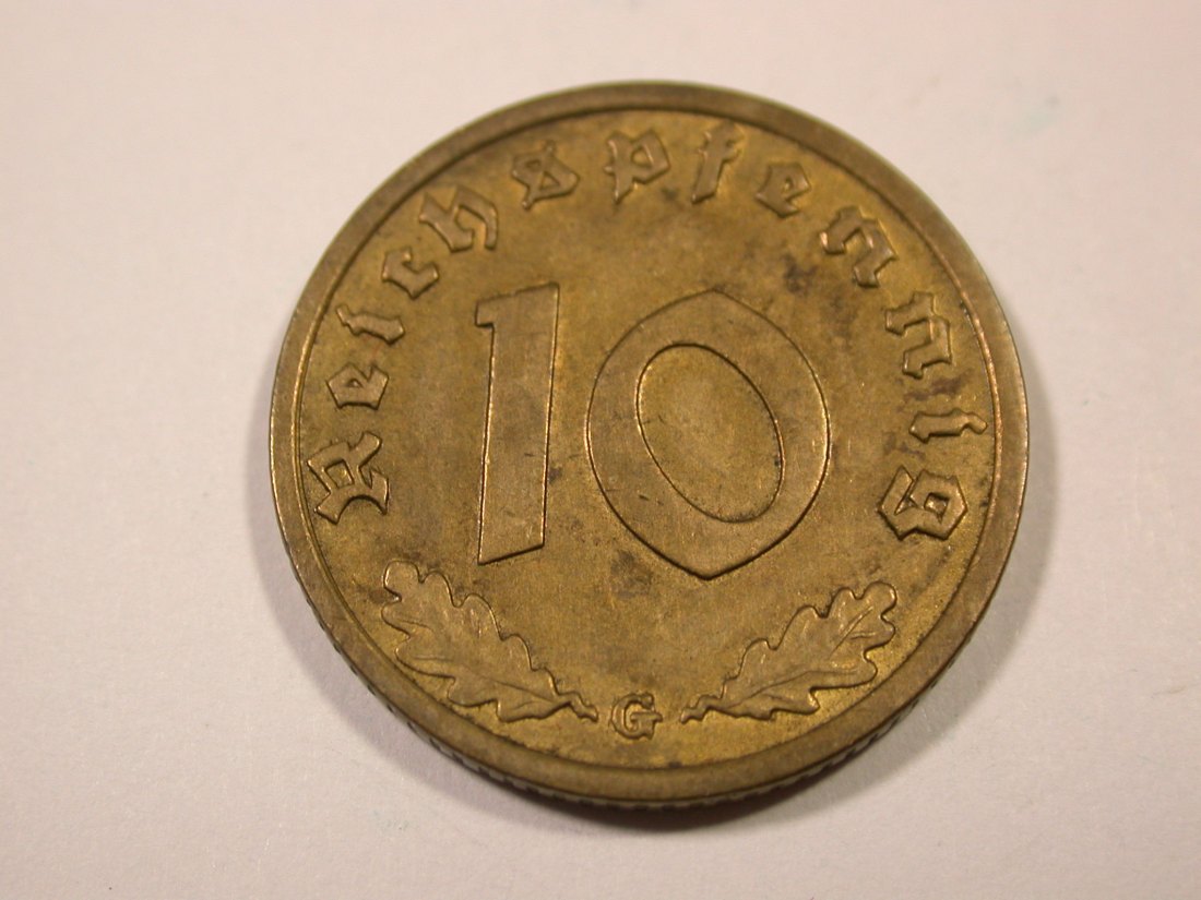  I9 3. Reich  10 Pfennig 1938 G in ss-vz  Originalbilder   