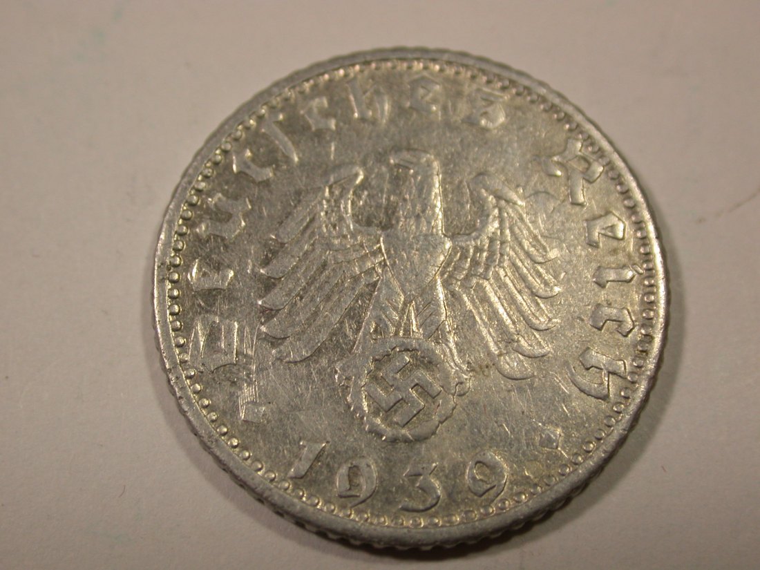  I9 3. Reich  50 Pfennig 1939 D in ss  Originalbilder   