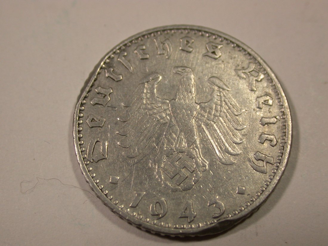  I9 3. Reich  50 Pfennig 1943 G in ss, Randfehler  Originalbilder   