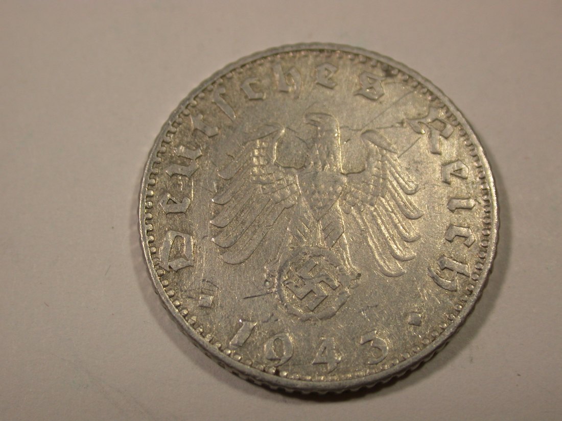  I9 3. Reich  50 Pfennig 1943 J in ss+/ss-vz  Originalbilder   